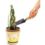 Farmlyn Creek Set of 3 Black Iron Gardening Tools Set – Mini Hand Trowel, Transplanter, Hand Rake Cultivator