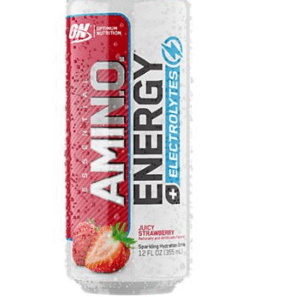 ESSENTIAL AMIN.O. ENERGY + ELECTROLYTES – Sparkling Hydration Drink – Juicy Strawberry (12-Pack)